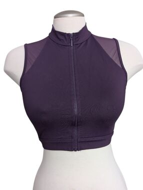 Bloch Women's Dance Sports Bra Purple Size Medium Dance Crop Top Bra Zip Up Mesh